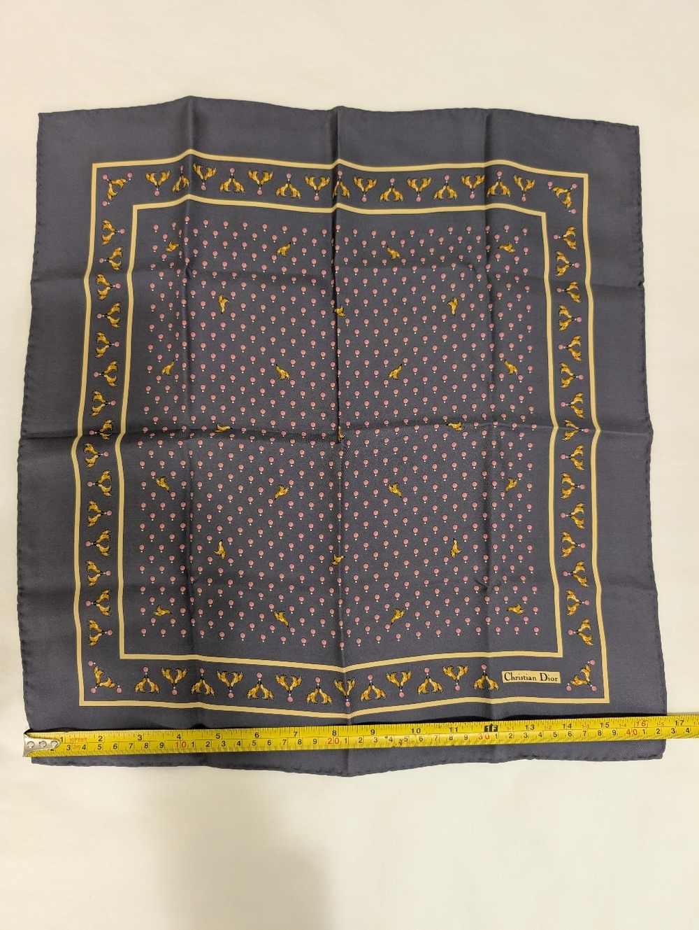 Christian Dior Silk Navy Floral Scarf - Picture 3 of 8